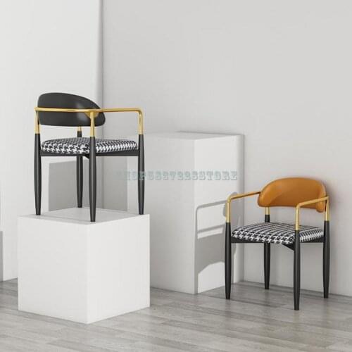 Nordic Light Luxury Dining Chair Creative Designer Iron Leisure Chair Family Armchair Desk Chair Negotiation Chair Makeup Chair