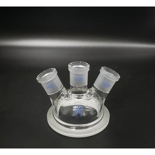 Three ground mouth reaction bottle cap,100mm/150mm/200mm/230mm flange outer diameter,Oblique shape,Joint 24/29,Glass cover