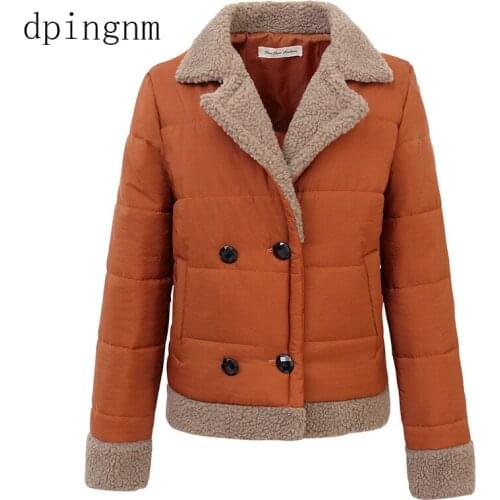 Autumn 2019 New Parkas basic jackets Female Women Winter plus velvet lamb hooded Coats Cotton Winter Jacket Womens Outwear coat