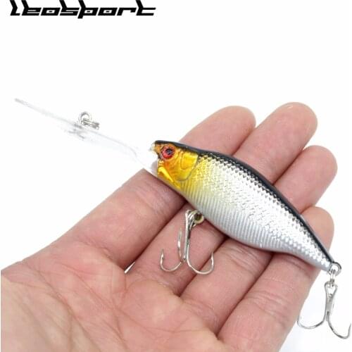 LEOSPORT Minnow Crankbait Sinking Medium Diver Hard Fishing Bait Long Mouth 3D Eyes Tight Wobble Tackle Treble Hooks