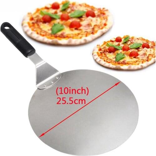 Large Pizza Shovel Pastry Tools Accessories Pizza Peel Round Stainless Steel Non-stick Pizza Paddle Spatula Oak Wooden Handle