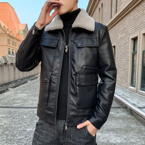Man PU Casual Leather Jacket Men Spring Autumn Coat Motorcycle Biker Slim Fit Outwear Male Black Clothing Plus Size M-4XL Q88