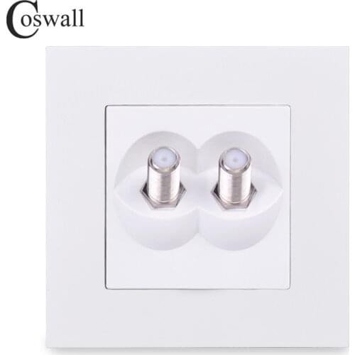 COSWALL Simple Style PC Panel Wall Socket 2 Gang Satellite Outlet Black White Gold Grey E20 Series