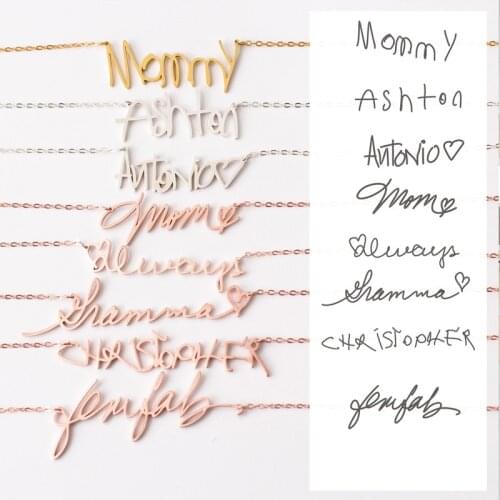 Personalized Stainless Steel Name Plate Necklaces Handwriting Handmade Name Signature Gold Fashion Choker Jewelry Women Gift