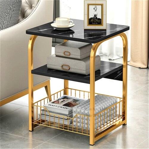 Tea Table End Table For Office Coffee Table Wood Square Marble Magazine Shelf Small Desk Movable Bedroom Living Room Furniture