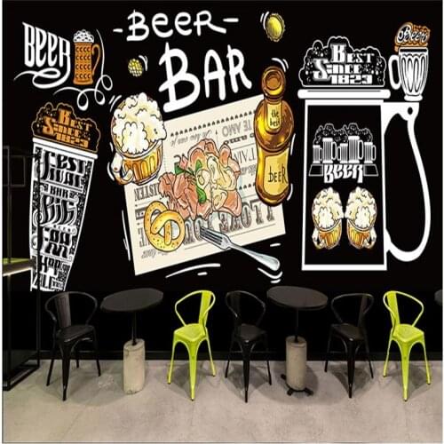 Drop Shipping Custom Photo Wallpaper Hand Painted American Beer Graffiti Wallpaper Bar KTV Barbecue Shop Wallpaper Custom Mural