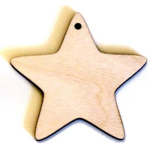 Five Point Star Ornament Blank, Wooden ornament