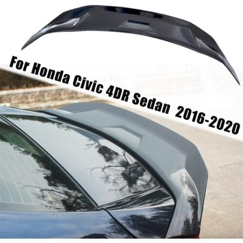 Car Rear Trunk Lid Spoiler Wing Winglet for Honda Civic 4DR Sedan 2016-2020 Carbon Fiber Black Rear Spoilers Trunk Deck Lid