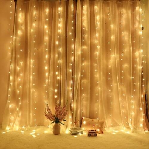 Led Curtain Lamp 3 * 3m 300 Christmas Decoration Ice Bar Wedding Festival Lantern Flash Cascade Led String Star Luminous