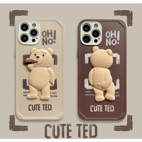 TPU Case For iPhone X XS MAX XR 11 12 Pro 7 8 Plus Mini Mobile Phone Case Cute TED Bear Couple Model Silicone Smart Phone Cover