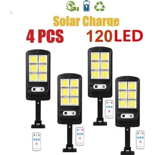 Remote 1-4pcs 48-128 Degree Radar Sensor Solar Lamp Dark Light Auto On Smart Night Light Motion Detector High Sensiti floodlight