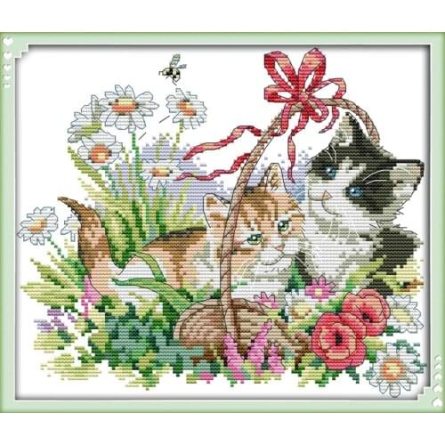 Four seasons cats(1)-Spring cross stitch kit 18ct 14ct 11ct stitching embroidery DIY handmade needlework