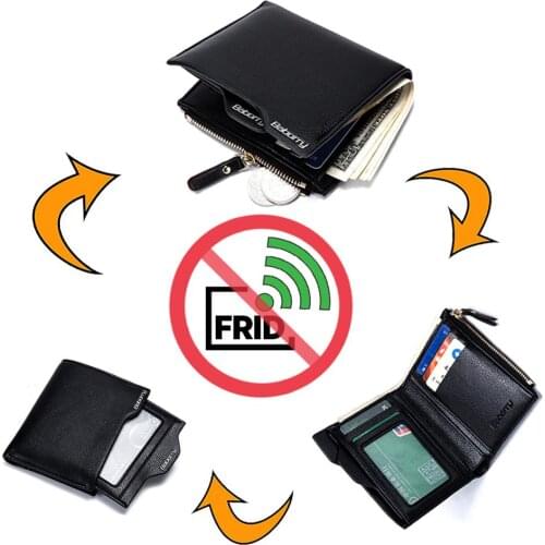 High grade gold sand PU leather men wallet Mobile card holder photo holder large capacity practical wallet-QB02