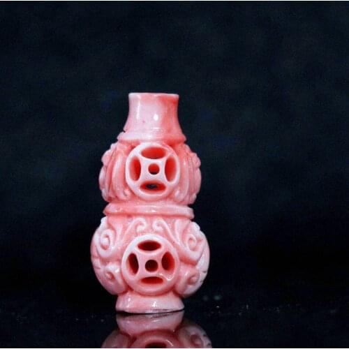 HOT Pink synthetic coral 36x20x15mm gourd carving accessories loose beads diy jewelry 5pcs B929