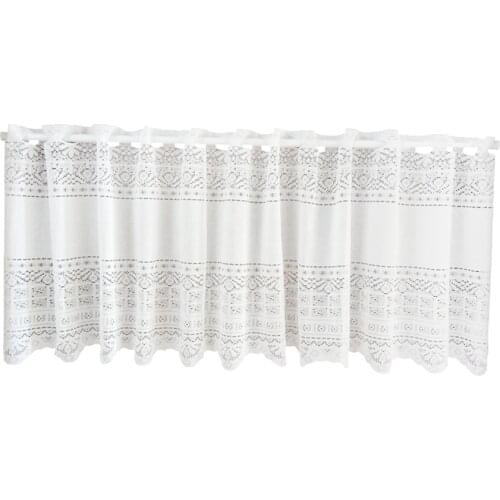 18x60' Retro Crochet Lace Window Half Valance Curtain Blackout Drape Panel for Living Room Bedroom Home Decor
