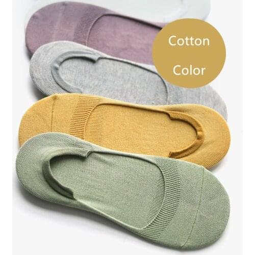 Women Socks Slippers 2020 Spring Summer New Fashion Cotton Socks Women Candy Color High Quality Non-slip Invisible Socks Women