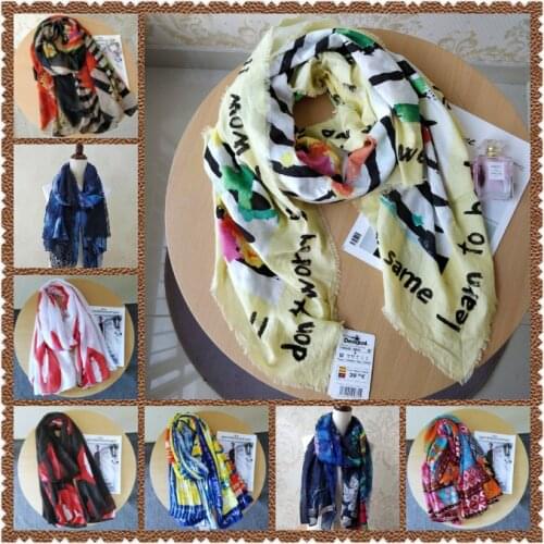 Spanish Tooth Desigual ladies' fashion scarf spring and autumn embroidery, lace flower decoration scarf 02