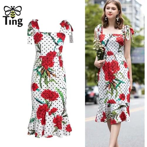 Tingfly Vintage Desig Elegant Bow Strap Sexy Bodycon Party Dinner Night Dresses Women Summer Mermaid Dress Frocks for Women Eam