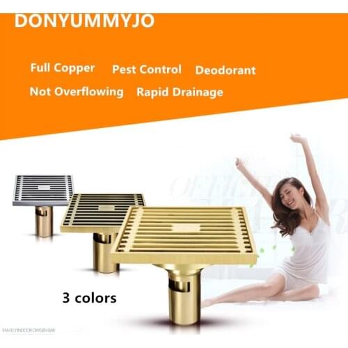 10*10cm New Arrival Brass Finish Fashion Design Euro Square Floor Drain Shower Drain Bathroom Furniture