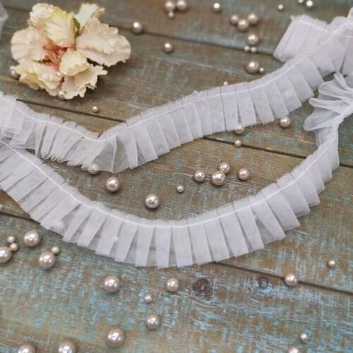 10meter Handmade diy clothing accessories 3cm wide double-layer mesh pleated lace stand-up collar hem cuff skirt