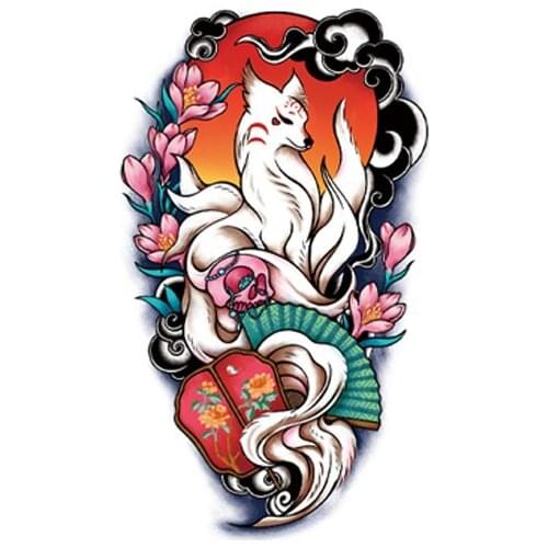 175MM×100MM Waterproof Antiquity Flower Half Arm Ukiyo-e Tattoo Sticker Girl