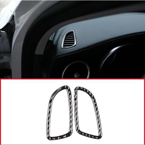 2pcs Real Carbon Fiber Car Dashboard Air Conditioning Vent Frame Sticker For Mercedes Benz GLC X253 C Class W205 2015-2019