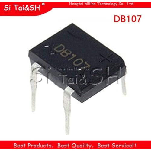 50PCS DB107 dip4 dip 1A 1000V Single Phases Diode Rectifier Bridge