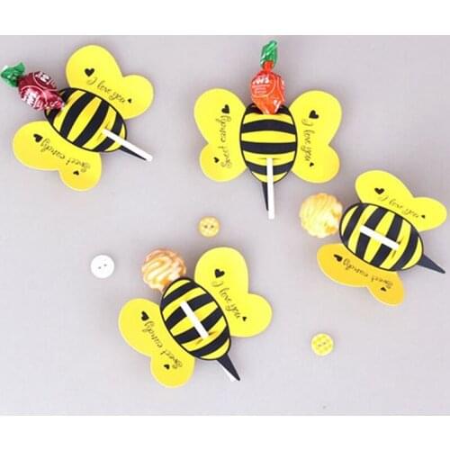 50Pcs Cute Bees Ladybug Butterfly Candy Paper Lollipopular Decoration Card Wedding Kids Birthday Party DIY Gift Accessories