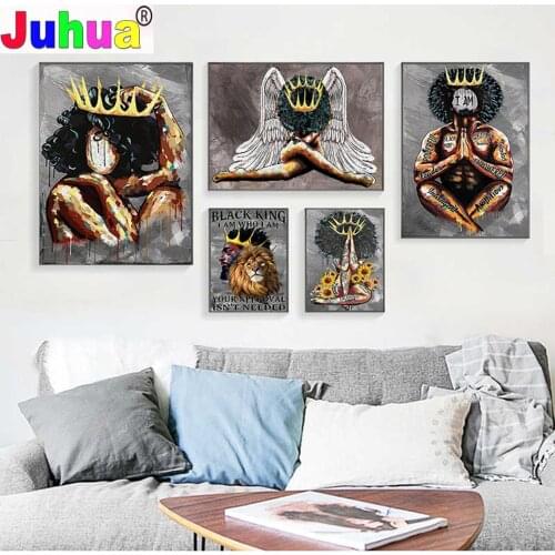 5D DIY Diamond Painting African Sexy Queen King Cross Stitch Kit Full Square Embroidery Mosaic Black Woman Nordic art Home Decor