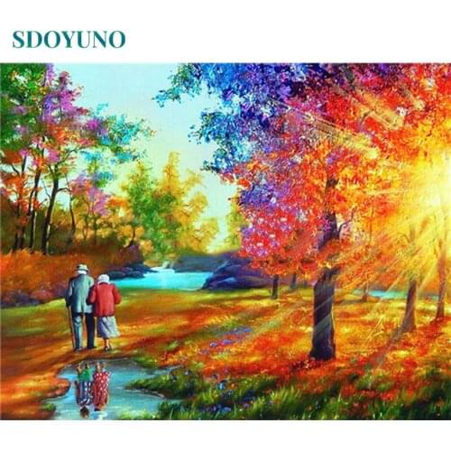 SDOYUNO Acrylic Paint By Numbers Landscape DIY 60x75cm Oil Painting By Numbers On Canvas Scenery Digital Painting Home Decor Art