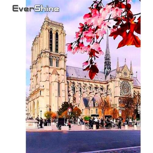 EverShine Diamond Painting City Diamond Embroidery Full Drill Square Building Picture Rhinestones Mosaic Scenic Handmade Hobby
