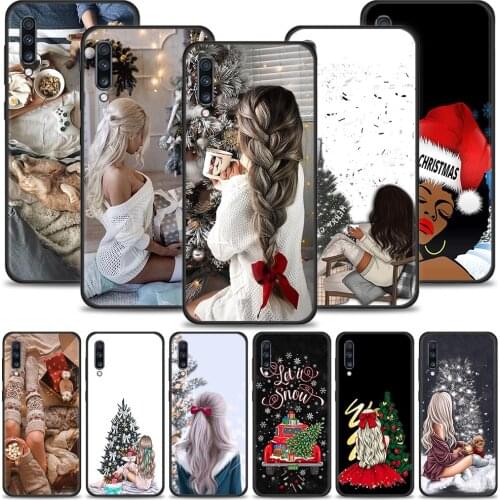 Fashion Girl Merry Christmas Cover For Samsung Galaxy A50 A70 A10 A20e A30 A40 A20s A10s A10e A80 A90 A60 A30s Case Shell Capa