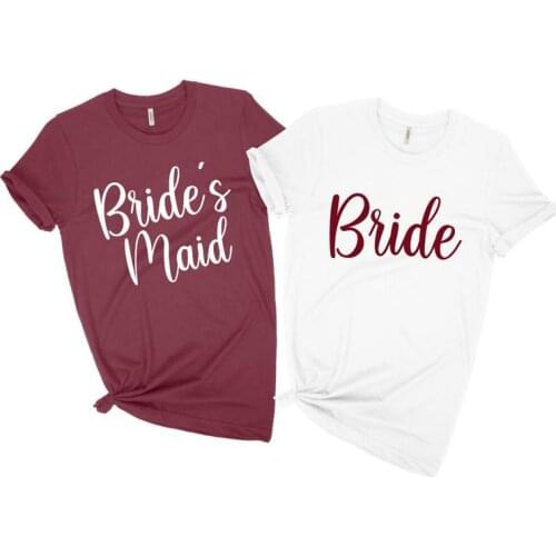 Bride Bridesmaids Shirts Bride`s maid shirt Aesthetic Female Cotton O Neck kawaii T-shirt Casual Short Sleeve Top Tees top woman