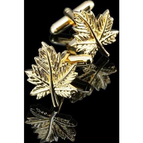 HYX Enamel cufflinks male French Golden leaf cufflinks cuff button French Shirt Men Jewelry Wedding Groom Men Cuff Links