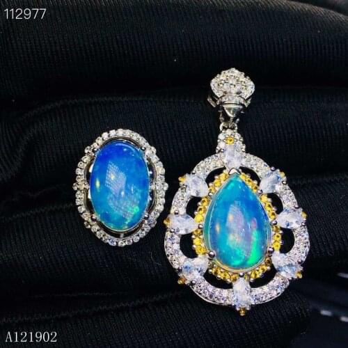 KJJEAXCMY exquisite jewelry 925 sterling silver inlaid natural gem OPA Necklace Pendant suit female ring support detection