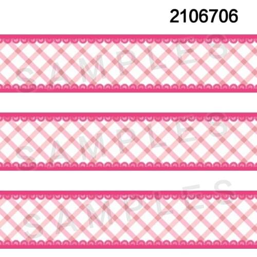 Printed Lace Grosgrain Ribbon Check Rainbow Color Pattern 5Yards for DIY Hair Bow Handmade Material Headdress