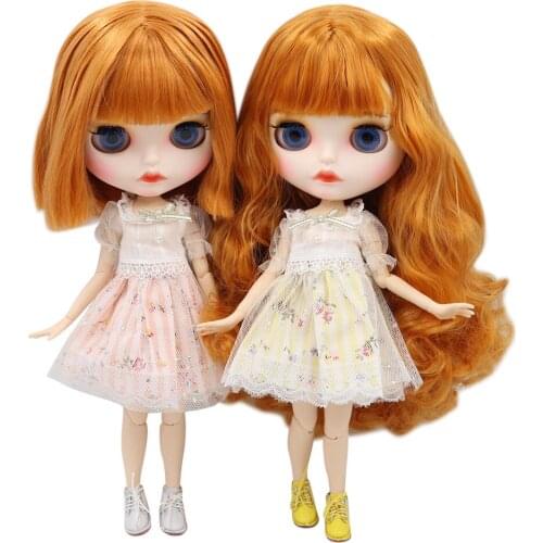 ICY DBS Blyth 1/6 bjd dolls BL0145 orange hair with white skin nude joint body customized matte face