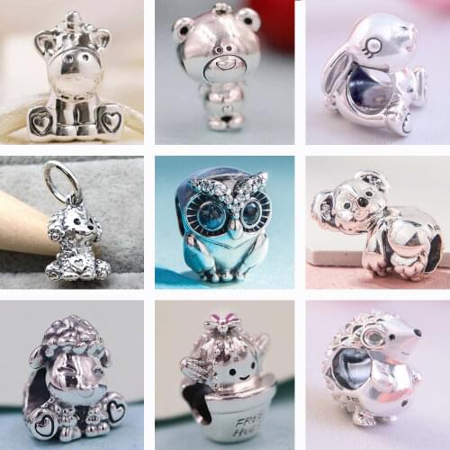 New Fashion 925 Sterling Silver Beads Cute Animal Charms fit Original Pandora Bracelet Women DIY Charms Jewelry