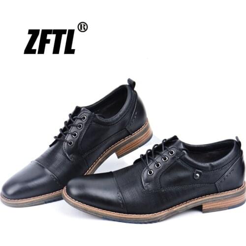 ZFTL New Men dress shoes genuine leather man oxford shoes big size male formal shoes casual men’s business shoes 048