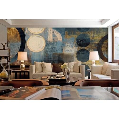 Custom large murals, circle art retro wallpaper,hotel restaurant living room TV wall bedroom wallpaper