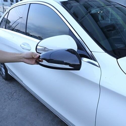 Carbon Fiber Color Car Rearview Mirror Cover Decoration Sticker Trim For Mercedes Benz C E S GLC Class W205 W213 X253 RHD LHD