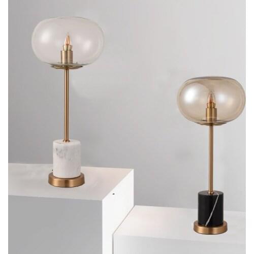 Post modern marble base glass desk lamp Nordic simple designer model room bedroom bedside table lamp