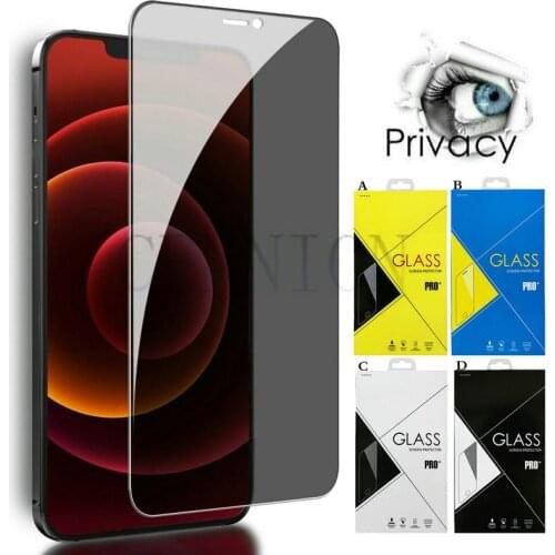 New Anti-Spy 9H Privacy Glass Silk Screen Protector for iPhone 12 pro max mini 11 X Xs Max Xr 8 7 Plus 100pcs retail