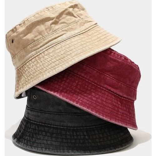 Retro Bucket Hat for Men Women Washed Cotton Vintage Spring Summer Outdoor Womens Panama Sunscreen Mens Hip Hop Fisherman Hat