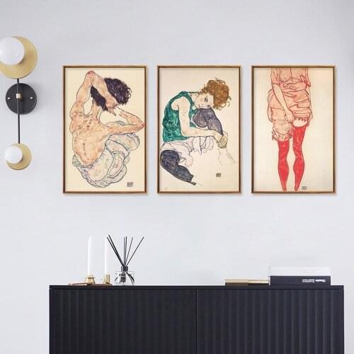 Modern Minimalist Portrait Canvas Painting Egon Schiele The Artists Wife Wall Art Poster Home Decor Bedside Vintage Pictures