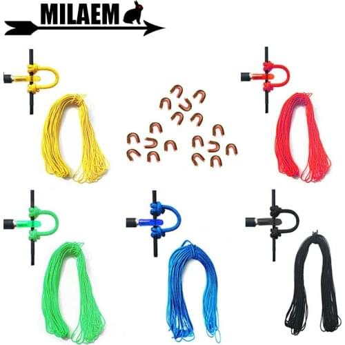 Archery 1m Bowstring Release D Loop Rope And 6pcs Brass Buckle Clip Compound Bow Outdoor Hunting Shooting Accessories