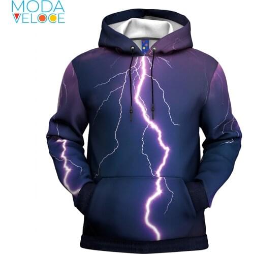 High quality 3d Hoodies Men 2022 Casual Bolt Lightning Storm Power Violet Sky Long Sleeve Hoodie Pocket Creative