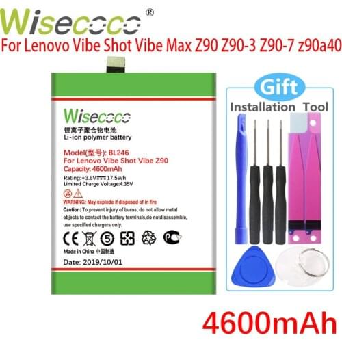 WISECOCO 4600mAh BL246 Battery For Lenovo Vibe Shot Vibe Max Z90 Z90-3 Z90-7 z90a40 Phone +Tracking Number