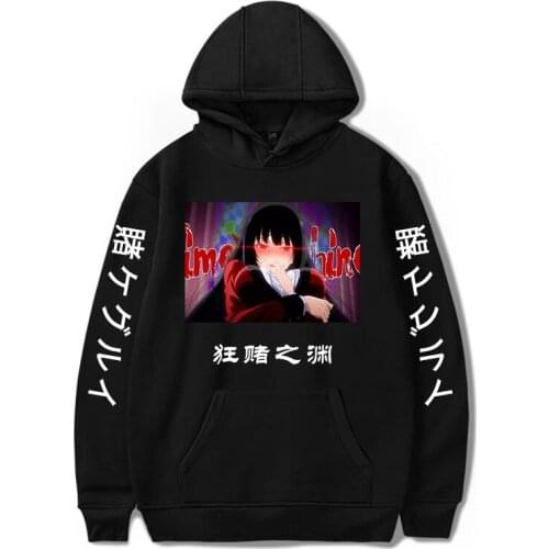Japanese anime Kakegurui Hoodie Jabami Yumeko Tops Sweatshirts Boys/Girls Pullovers Casual Hooded Oversized Harajuku Printing