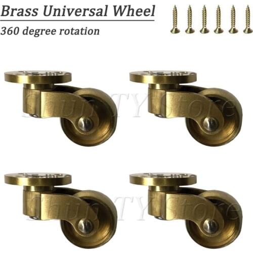 1/2/4/8 Pcs Brass Swivel Caster Wheels, Heavy Duty Furniture Leg Caster Wheels for Sofa Cabinet Workbench